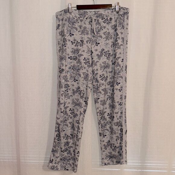 Lucky Brand L Gray Blue Floral Comfortable Tee Tank Short & Pant 4 pc PJ Set - Picture 10 of 17